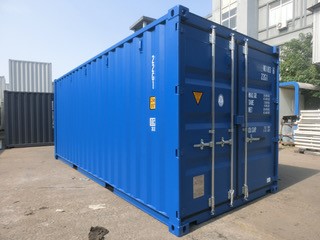20 Fuß ISO See- und Lagercontainer, RAL 5010 enzianblau, CSC Plakete, ca. 6058x2438x2591mm, neuwertig, eine Seereise